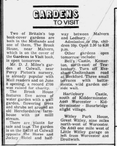 Historical newspaper article on gardens to visit in Britain